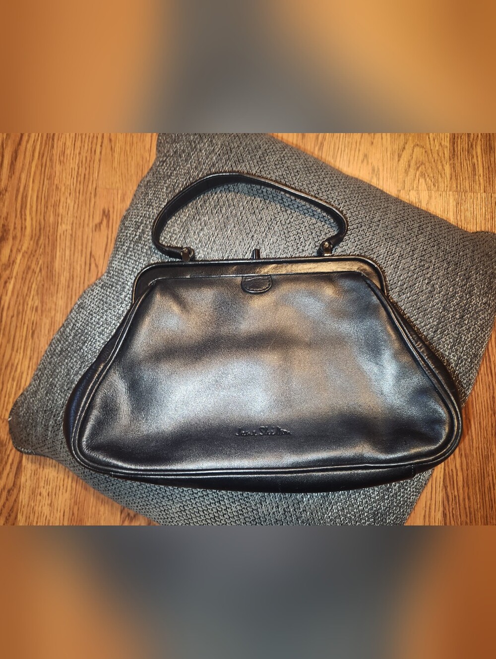 Elegant Black Leather Mini Frame Bag